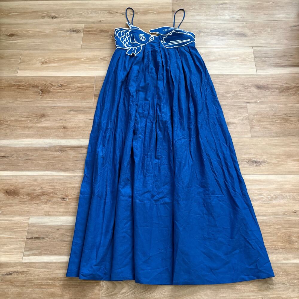 Farm Rio Blue Fish Top Maxi Dress M